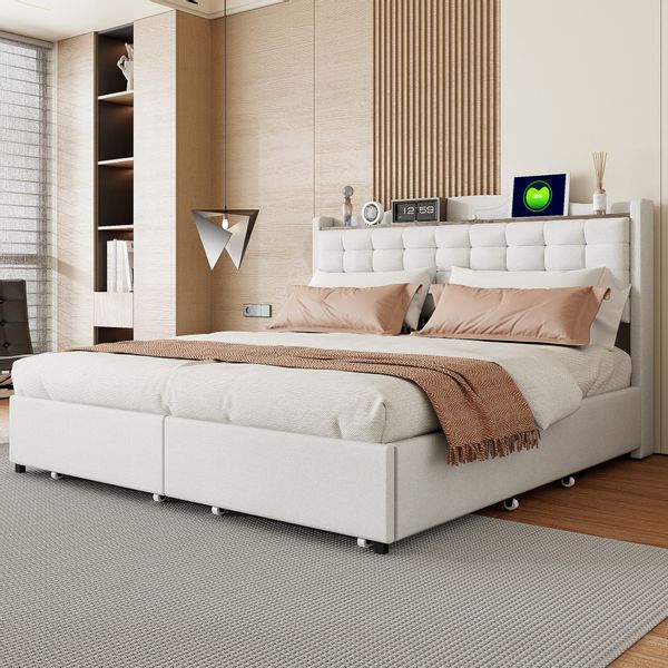 HAUSS SPOLE Polsterbett 160x200cm mit USB-Ladeanschluss, günstig online kaufen