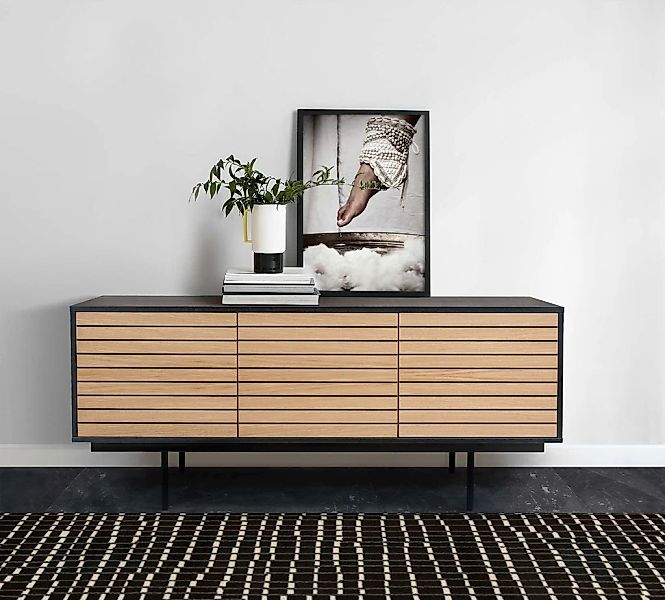 Woodman Sideboard "Stripe", besonderes Design, 3 Push-to-Open-Türen, Breite günstig online kaufen