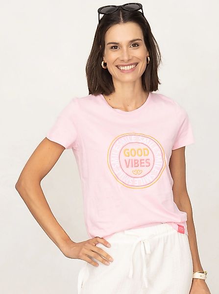 Zwillingsherz T-Shirt ""Good Vibes"", Mit bunter Stickerei günstig online kaufen