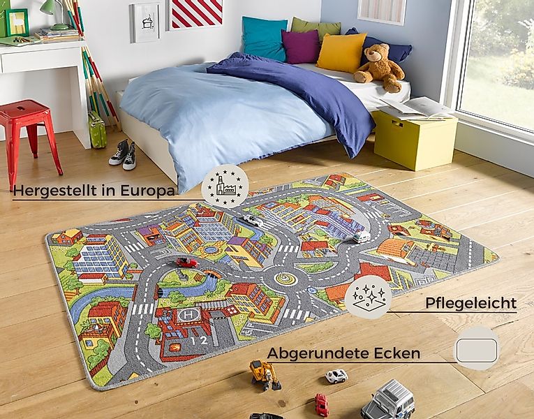 HANSE Home Kinderteppich »Smart City«, rechteckig, 0,65 mm Höhe, Kurzflor, günstig online kaufen
