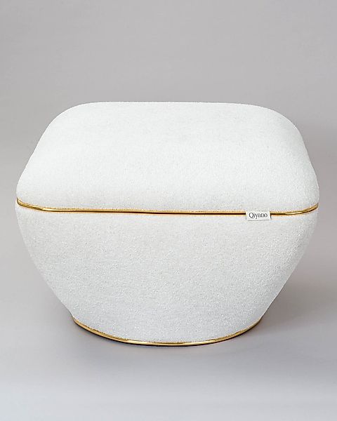 Qiyano Hocker Moderner Sitzpouf Teddy Weiß, günstig online kaufen