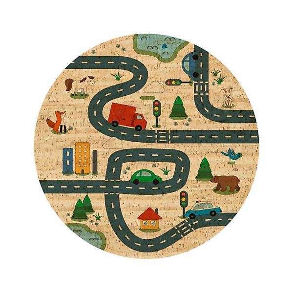Kork Kinderteppich "The Road" (Rund, Natur) günstig online kaufen