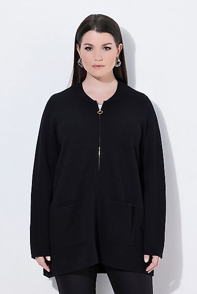 Ulla Popken Strickjacke Strickjacke Waffelstruktur Collegekragen Langarm günstig online kaufen