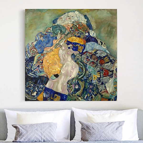 Leinwandbild - Quadrat Gustav Klimt - Baby (Wiege) günstig online kaufen