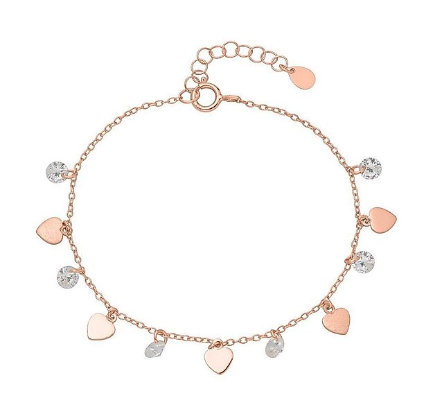 Unique Silberarmband mit Herzanhängern und Zirkonia in Roségold SB0380 günstig online kaufen