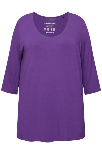 Ulla Popken T-Shirt Shirt tiefer Rundhalsausschnitt günstig online kaufen