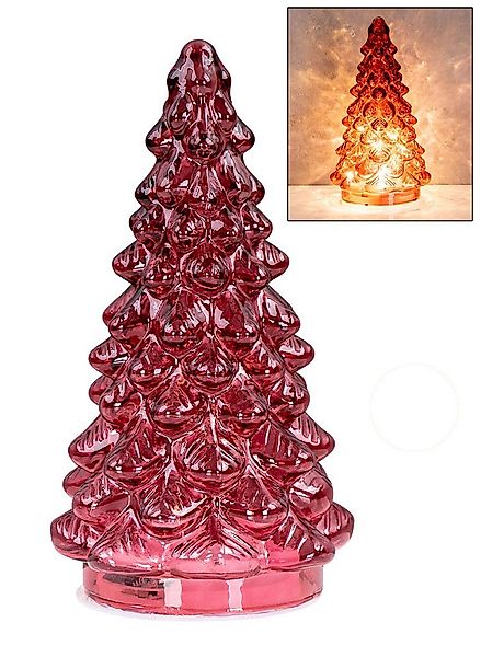 Levandeo® LED Dekoobjekt, LED Weihnachtsbaum Rot H20cm Glas Weihnachtsdeko günstig online kaufen