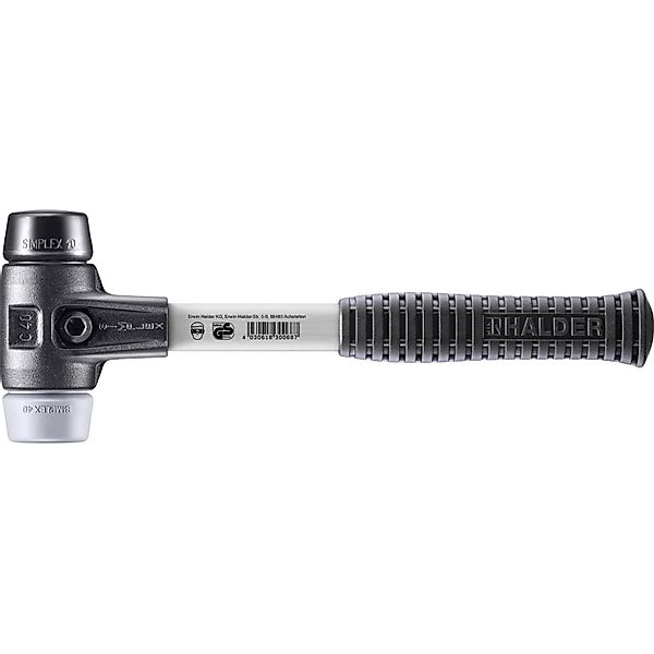 Halder Simplex Schonhammer Ø 40 mm Gummi Schwarz   TPE-mid Grau mit Verstär günstig online kaufen