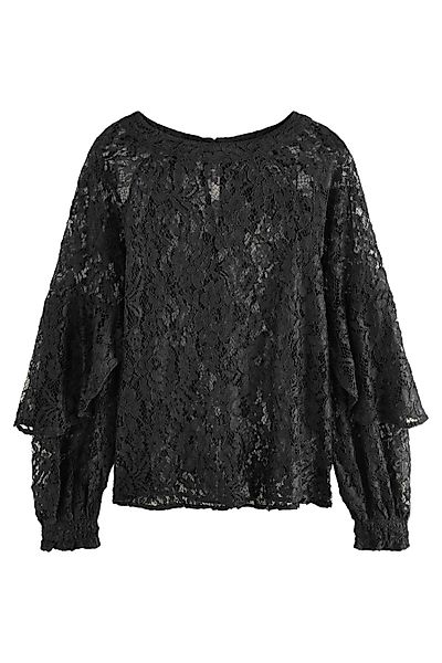 Next Langarmbluse Langärmelige Spitzenbluse mit Bindeausschnitt günstig online kaufen
