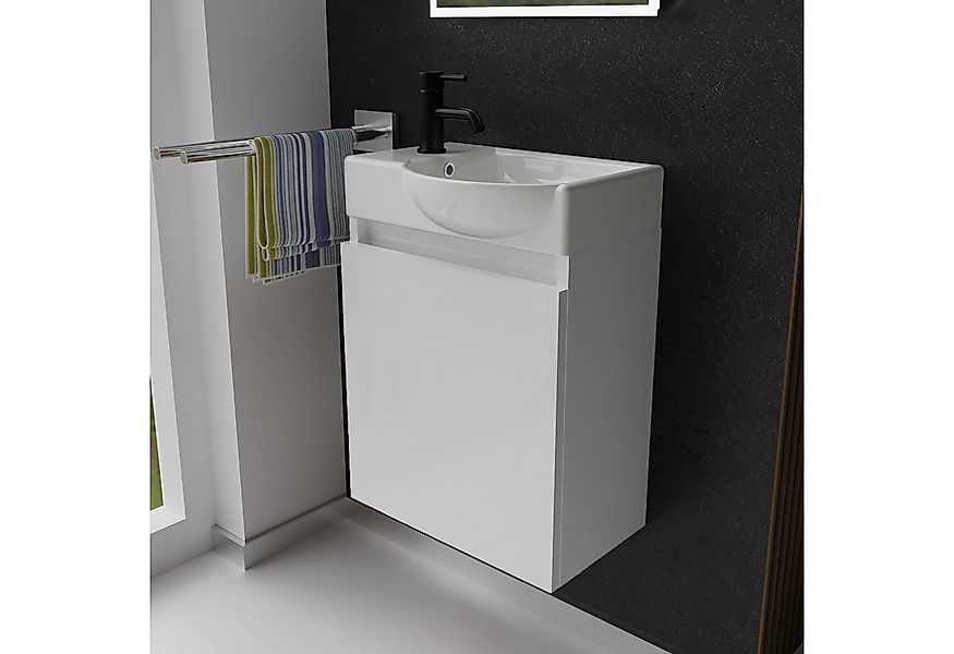 Alpenberger Badmöbel-Set Gäste WC Waschbecken mit Unterschrank - Hängeschra günstig online kaufen