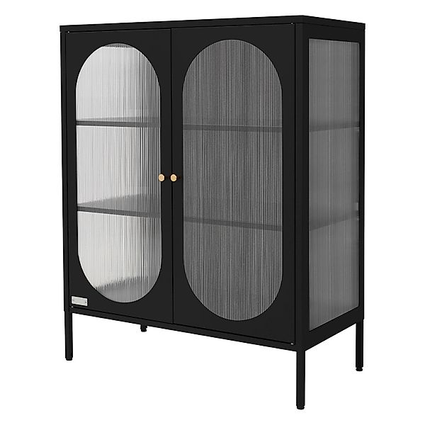 ML-Design Vitrinenschrank 80x102,5x40 cm Schwarz Vitrine aus Stahl günstig online kaufen