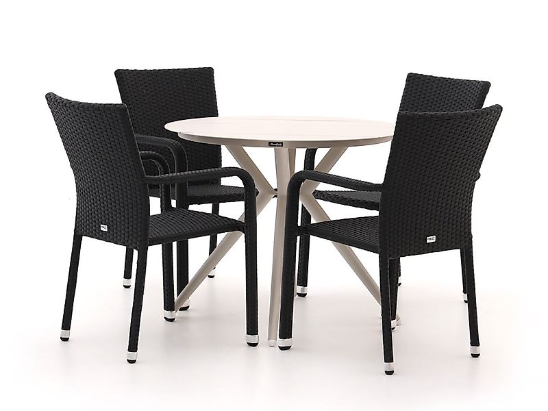 Forza Fossano/Sora ø 90 cm Gartenmöbel-Set 5-Teilig Stapelbar günstig online kaufen