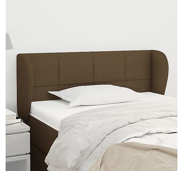 vidaXL Bett, Kopfteil mit Ohren Dunkelbraun 93x23x78/88 cm Stoff günstig online kaufen