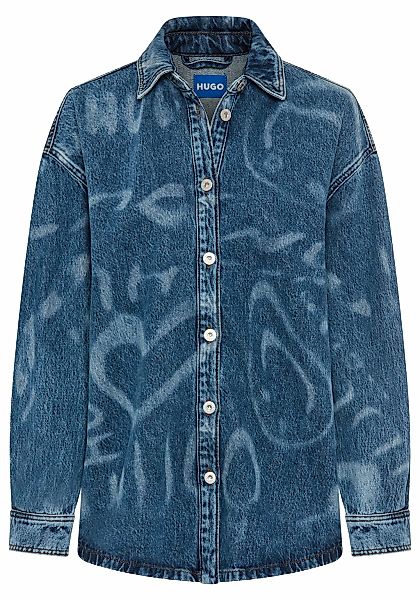 HUGO Blue Hemdbluse "Garesa" Denim mit Laserprint, Oversized Fit günstig online kaufen