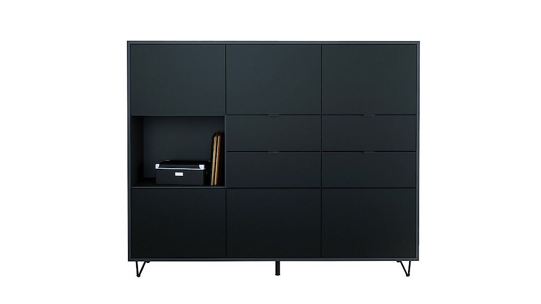 Vladon Highboard Marino V2 (Highboard mit 6 Türen Schwarz matt, 4 Schublade günstig online kaufen