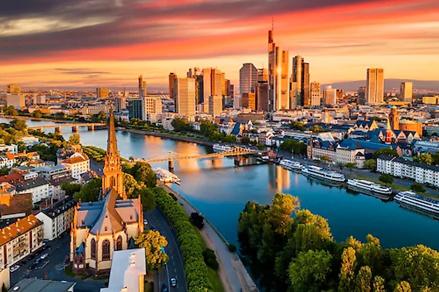 Papermoon Fototapete FRANKFURT-MAIN SKYLINE WOLKENKRATZER BRÜCKE günstig online kaufen