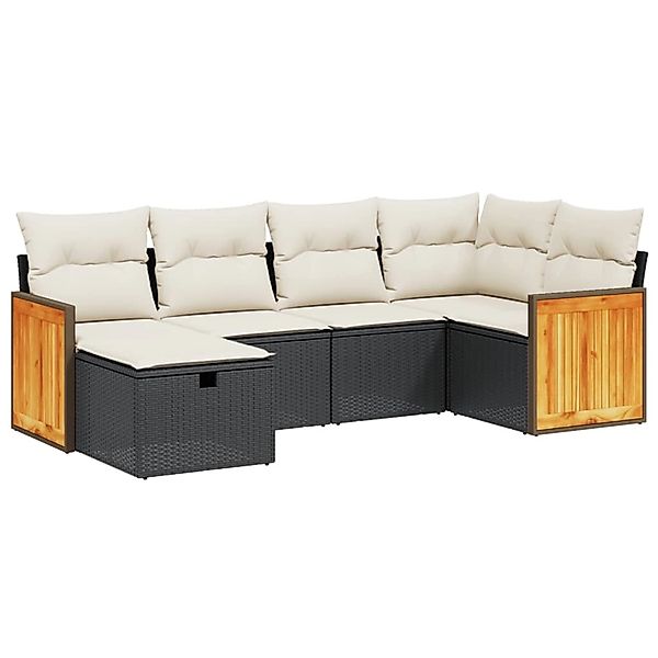 vidaXL 6-tlg Garten-Sofagarnitur mit Kissen Schwarz Poly Rattan Modell 121 günstig online kaufen