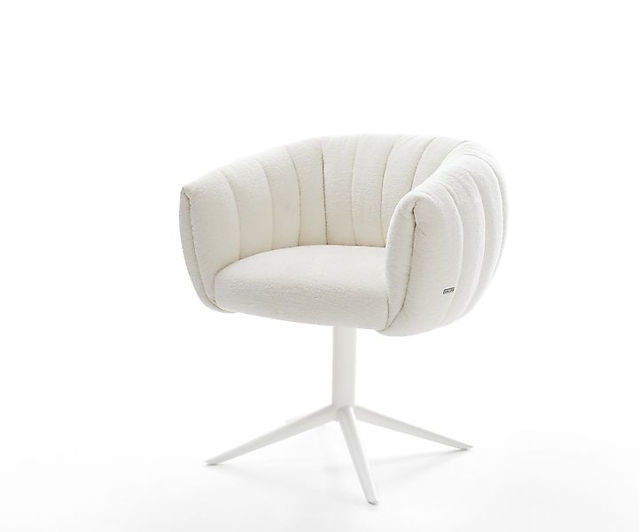 Drehstuhl Jada-Flex Bouclé Soft Beige Fußkreuz Weiß 360° drehbar Wippfunkti günstig online kaufen