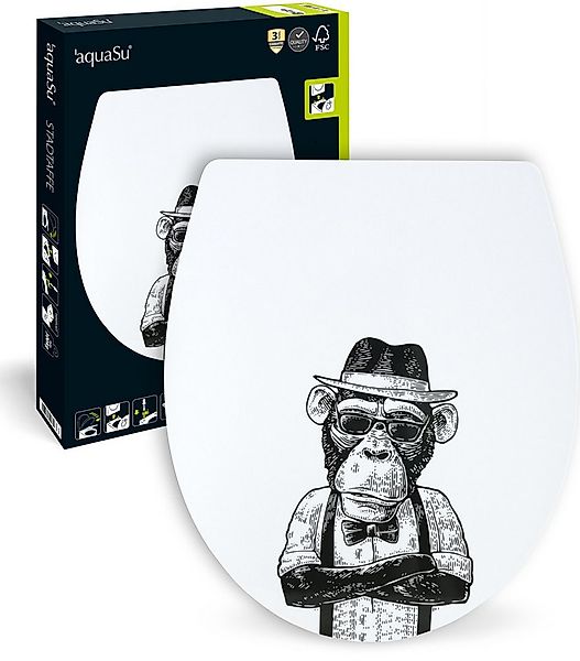 Sitzplatz WC-Sitz Tier Dekor, Motiv Stadtaffe, Duroplast, Absenkautomatik, günstig online kaufen