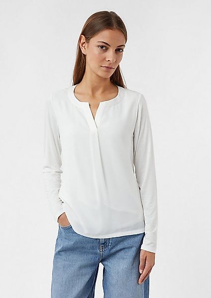 comma Langarmshirt T-Shirt Bluse aus Viskose-Crêpe günstig online kaufen
