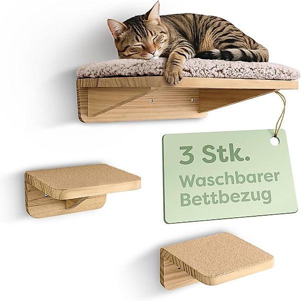 Knupis Kratzbaum Katzen Kletterwand Set mit Katzenbett & 2X Katzentreppe - günstig online kaufen