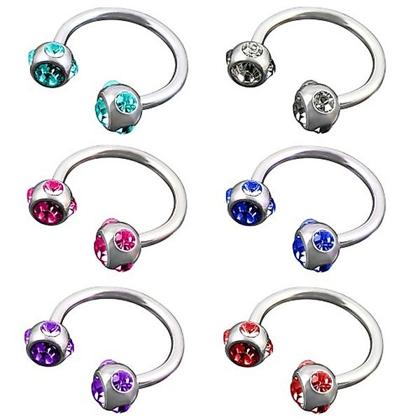 Taffstyle Piercing-Set Piercing Hufeisen Multi Kristall günstig online kaufen