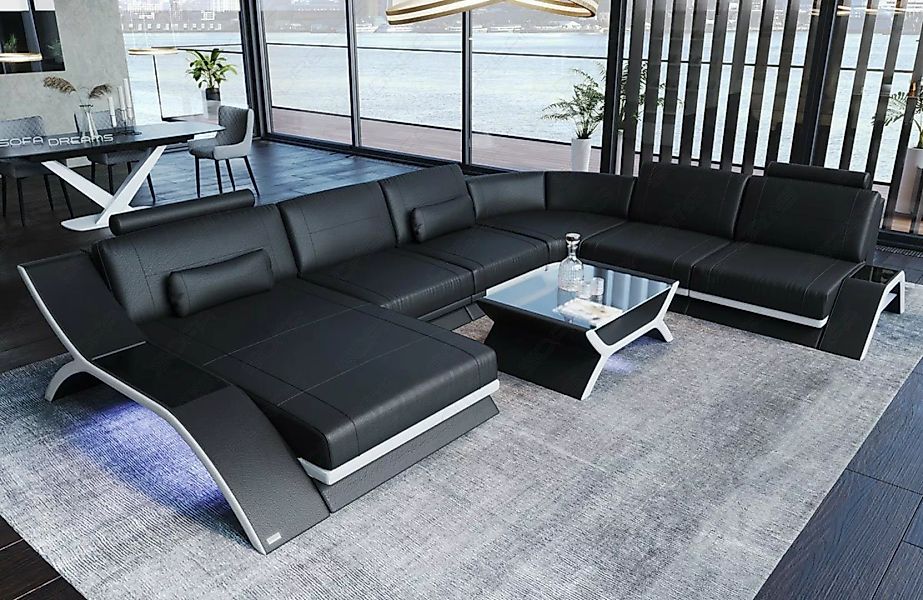 Sofa Dreams Wohnlandschaft Sofa Leder Calabria XXL U Form Ledersofa, Couch, günstig online kaufen