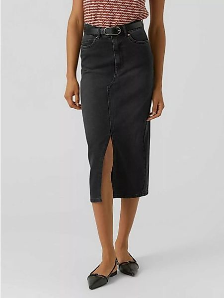 Vero Moda Sommerrock Wadenlanger Denim Jeansrock mit Schlitz 5-Pocket VMVER günstig online kaufen