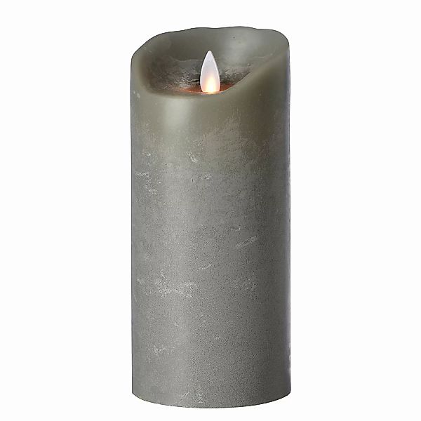 home24 Sompex LED-Kerze Flame III Echtwachs Grau Ø 8 cm günstig online kaufen