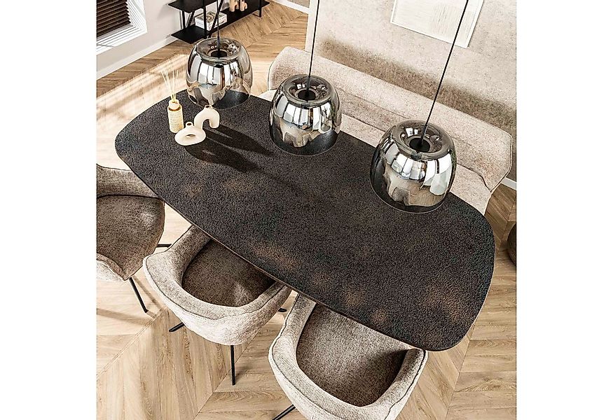 LEVEN Lifestyle Esstisch Esszimmertisch dänische ovale Form grau Metallic O günstig online kaufen