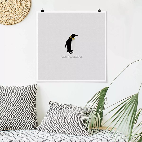 Poster Pinguin Zitat Hello Handsome günstig online kaufen