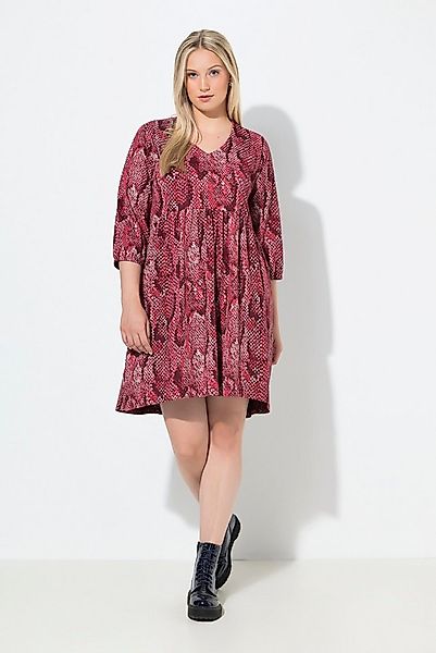 Ulla Popken Jerseykleid Jerseykleid Animaldruck A-Linie V-Ausschnitt günstig online kaufen