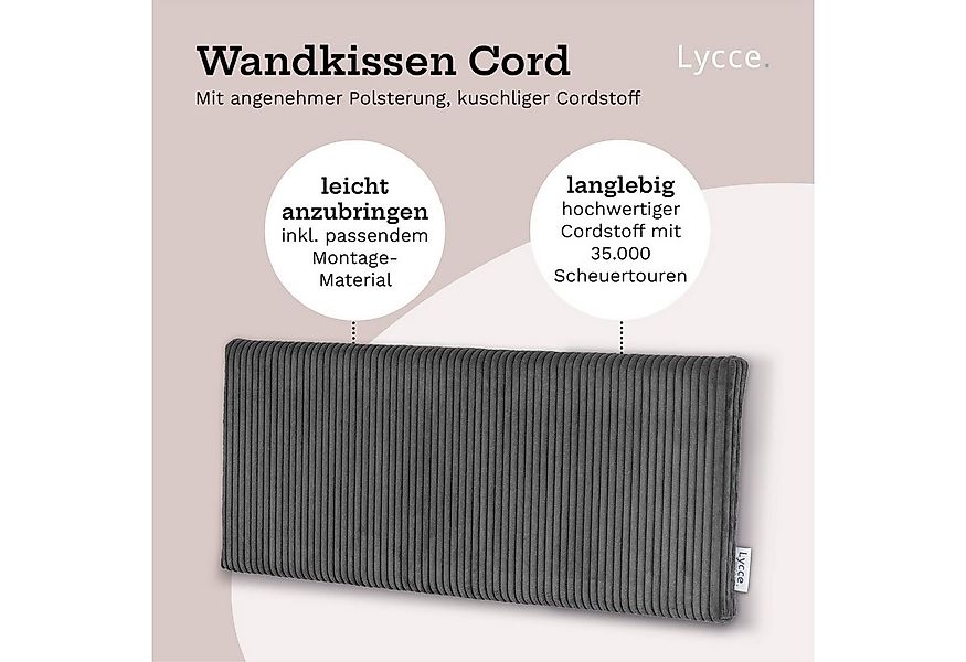Lycce Kopfstütze Wandkissen Cord - Wandpolster Kopfteil Betten & Rückenkiss günstig online kaufen