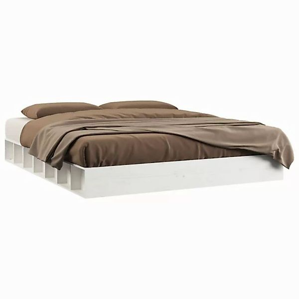 vidaXL Bettgestell Massivholzbett Weiß 160x200 cm Bett Bettgestell Bettrahm günstig online kaufen