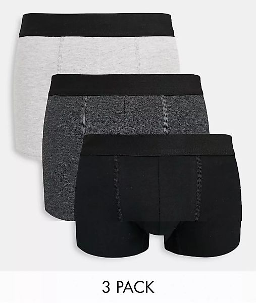 Burton Menswear – Unterhosen aus Bio-Baumwolle in Grau im 3er-Pack günstig online kaufen