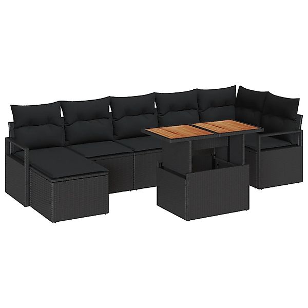 vidaXL Garten-Sofa-Set mit Speicher 8-Tlg Schwarz Poly Rattan 3358480 günstig online kaufen