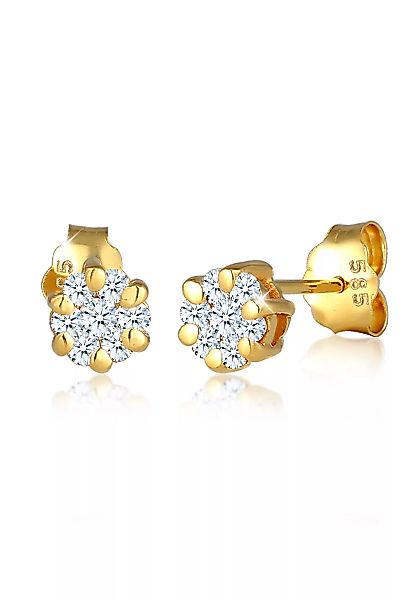 Elli DIAMONDS Paar Ohrstecker "Blume Diamant (0.24 ct.) 585 Gelbgold" günstig online kaufen