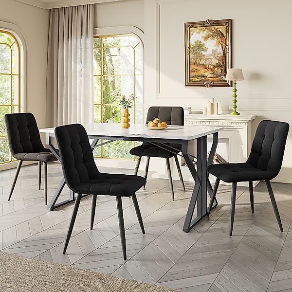 Esszimmertisch, elegante Marmoroptik, stabiles Metallgestell, verstellbare günstig online kaufen