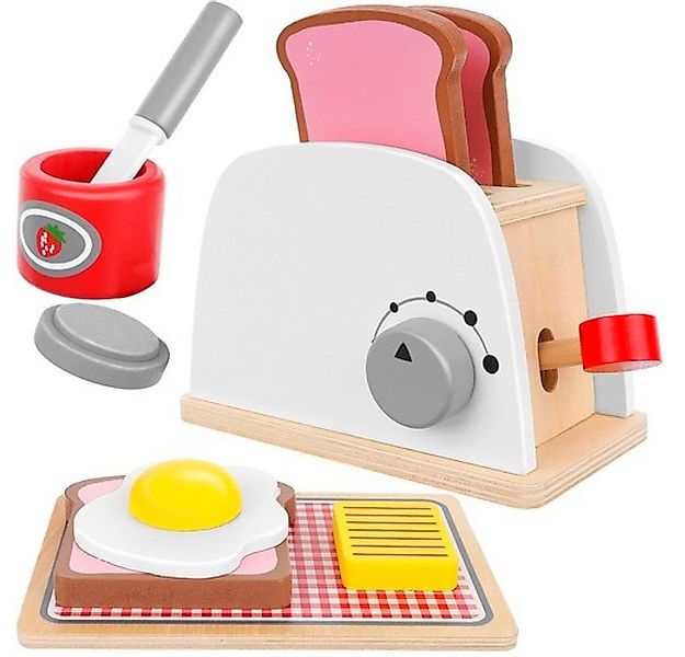 KRUZZEL Kinder-Toaster Holz-Toaster mit Zubehör: Kinderküchen-Spielset, (Sp günstig online kaufen