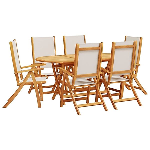 vidaXL 7-Tlg Garten-Essgruppe Massivholz Akazie und Textilene 3279284 günstig online kaufen