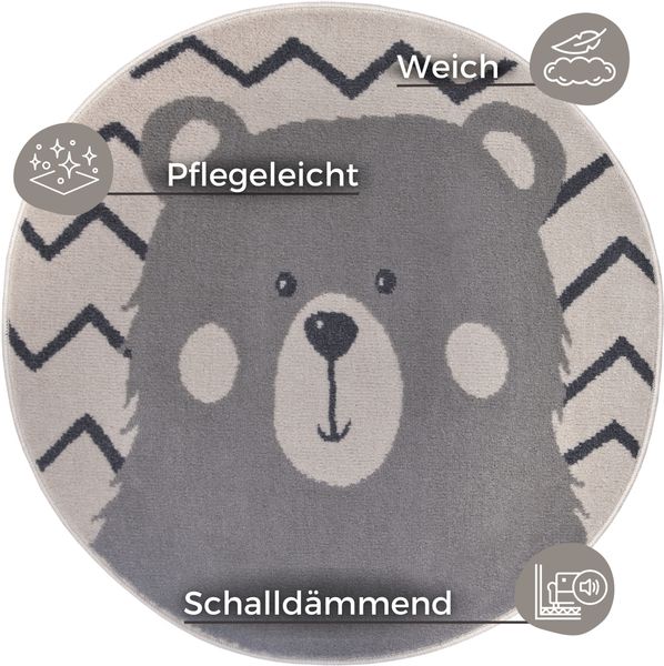 HANSE Home Kinderteppich "Adventures Bear" rund 8 mm Höhe Spielteppich, fes günstig online kaufen