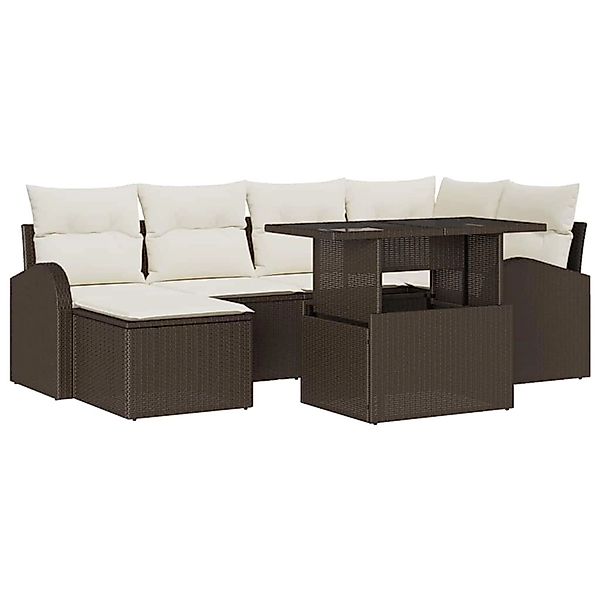 vidaXL Garten-Sofa-Set mit Speicher 7-Tlg Braun Poly Rattan 3357411 günstig online kaufen