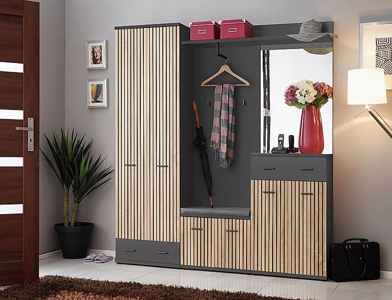 ASM-Moebel Garderoben-Set Flurgarderobe Schuhschrank MARCO III günstig online kaufen