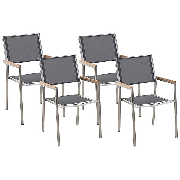 Beliani Gartenstuhl Grau Silber Heller Holzfarbton 58x55x87 günstig online kaufen