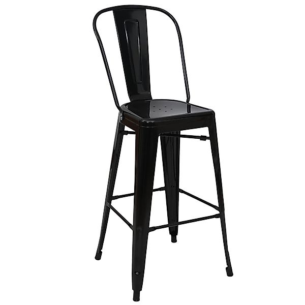 PROREGAL Barhocker Mit Lehne Sitzhöhe 77cm Metall Industriedesign Schwarz B günstig online kaufen