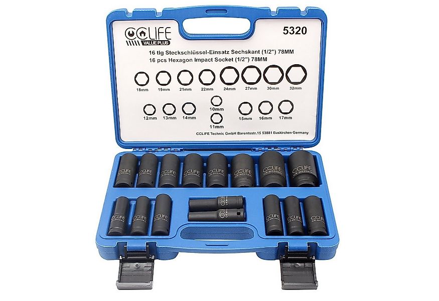 CCLIFE Steckschlüssel 16tlg 1/2" Schlagschrauber Nüsse Set, 10-32mm Cr-Mo S günstig online kaufen
