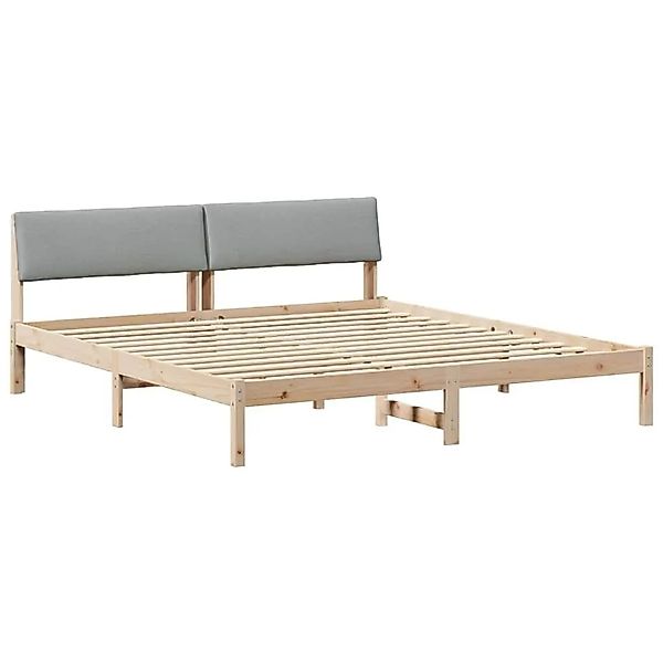 vidaXL Bettgestell Braun und Hellgrau 200 x 200 cm Massivholz Kiefer 339432 günstig online kaufen