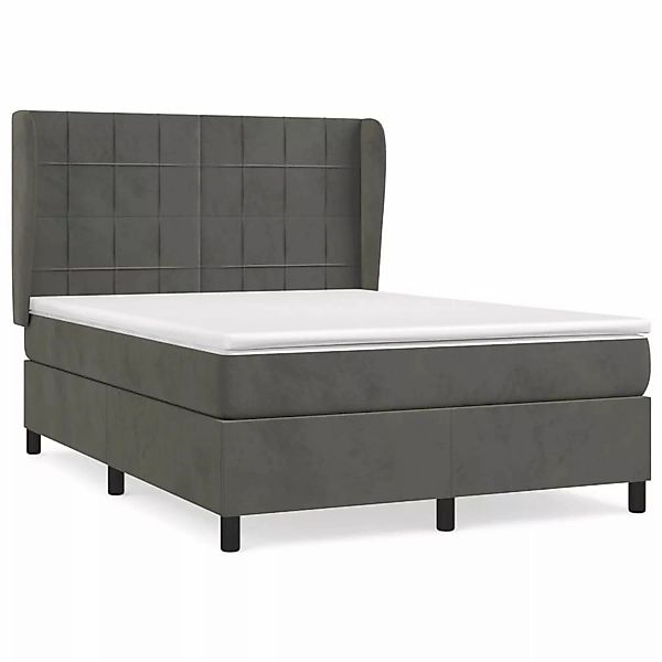 vidaXL Boxspringbett mit Matratze Dunkelgrau 140x190 cm Samt1399780 günstig online kaufen