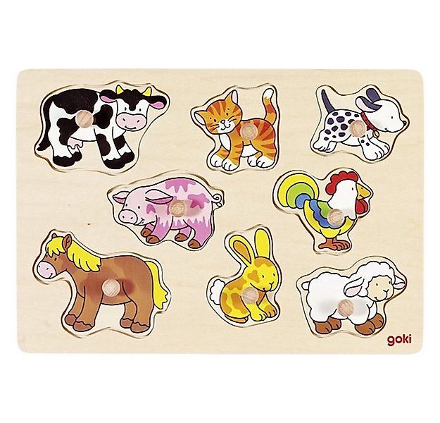goki Steckpuzzle Holz-Steckpuzzle Bauernhof 8 Teile, 8 Puzzleteile, extra g günstig online kaufen