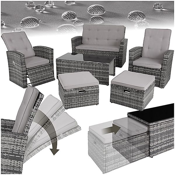 tectake Loungeset Rattan Lounge, (Set., 6-tlg), günstig online kaufen